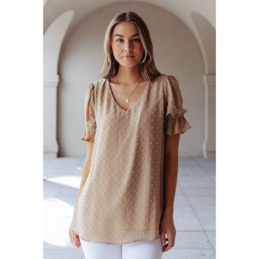 Swiss Dot Top in Stone